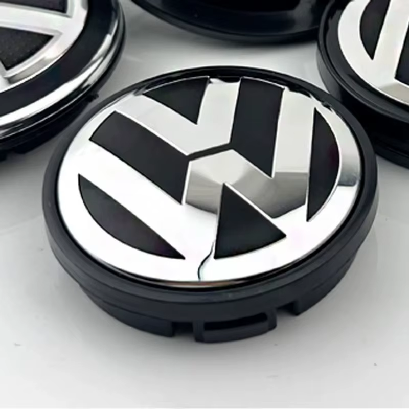 Accessoires de couvre-roues : Lot de 4 emblèmes de moyeu de roue de 56 mm et 60 mm pour Volkswagen VW Polo Tiguan Golf Jetta Beetle