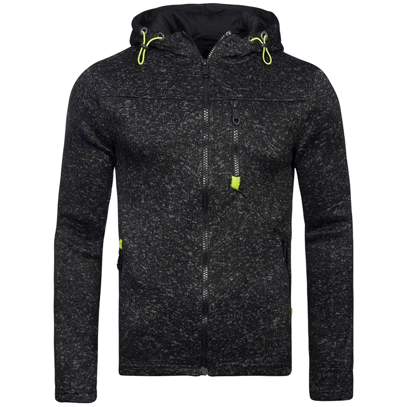 Sweat à capuche pour hommes avec poches latérales à glissière mince laine couleur unie survêtement décontracté