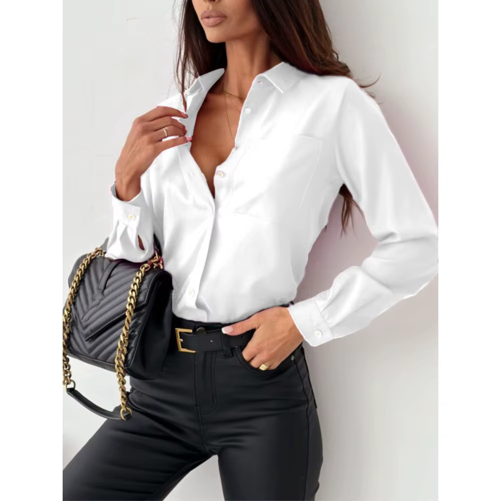 Chemisier élégant à col en V et boutonnage pour femme