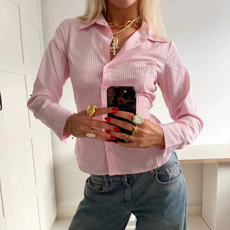 Hirigin – chemise rayée boutonnée pour femmes