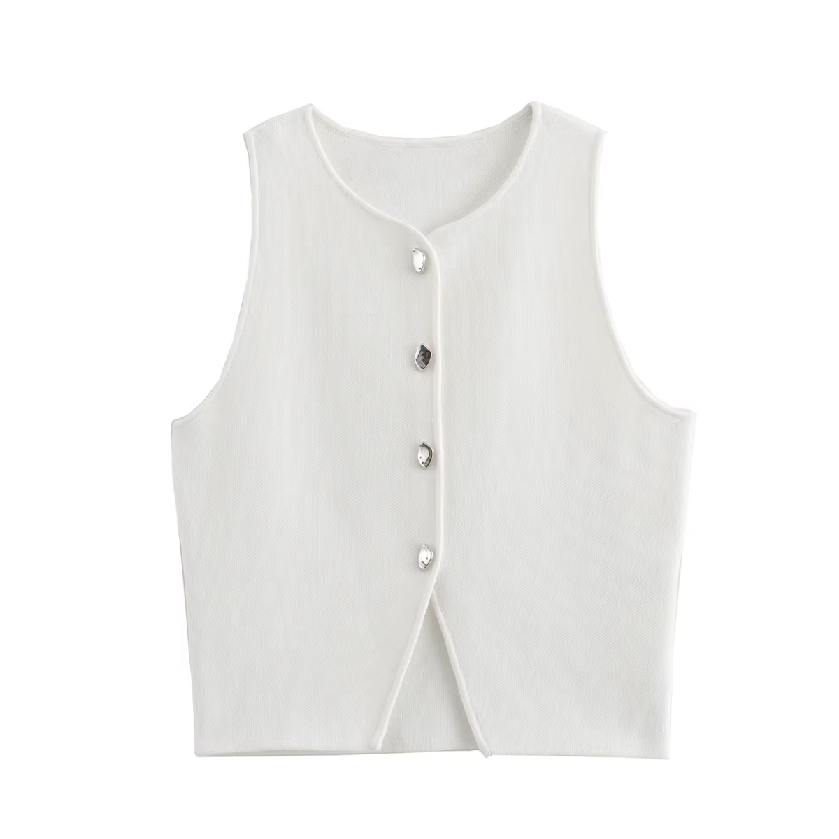MUJER blanc tricot haut court femmes bouton hauts courts femme 2025 été réservoirs Camis