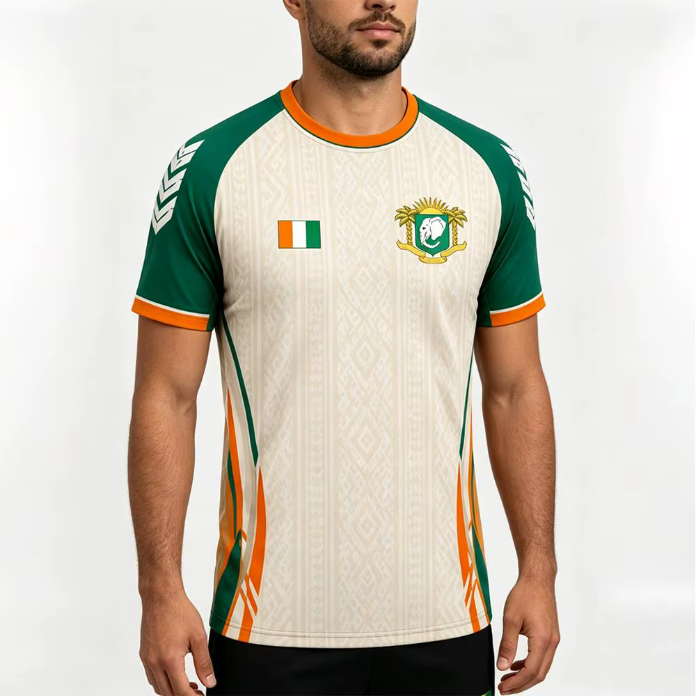 Nouveau t-shirt en jersey imprimé drapeau de la Côte d'Ivoire