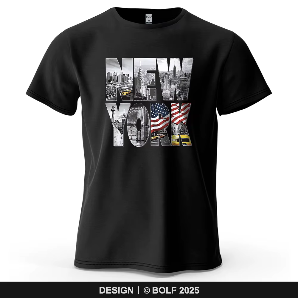 New York City Printed Men's T-Shirt 100% Cotton Oversized