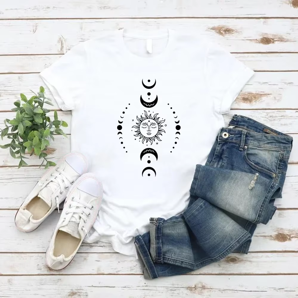Soleil et lune étoiles T-Shirt céleste