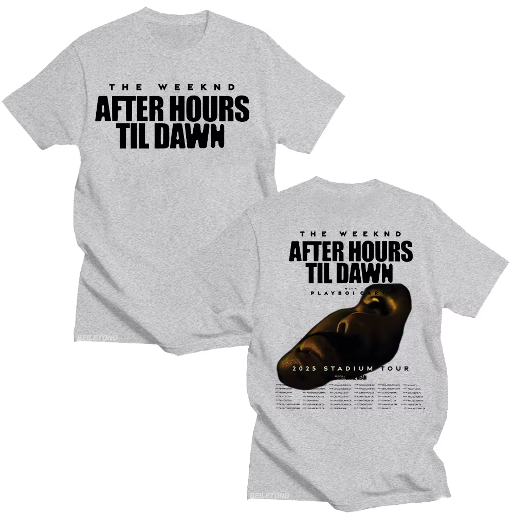 After Hours Til Dawn graphique t-shirt TheWeeknd 2025 Stadium Tour T-shirts hommes femmes mode Hip Hop Vintage coton