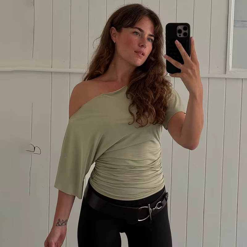 T-shirt d'été à épaules dénudées pour femmes