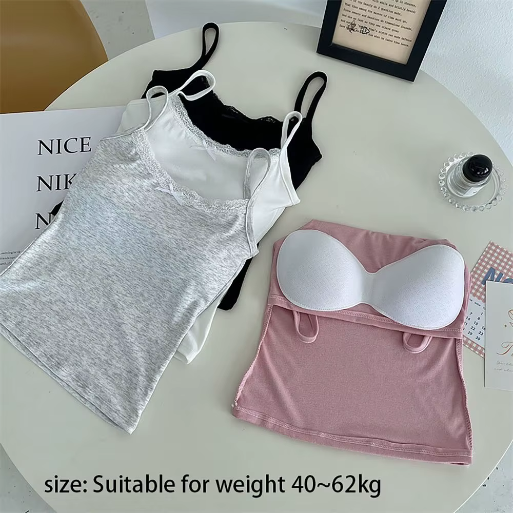 Camisole courte à bretelles en coton avec nœud simple