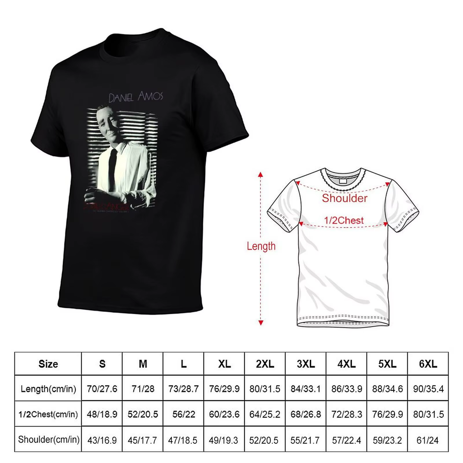 Daniel Amos - DA - T-shirt Doppelganger décontracté, style streetwear basique