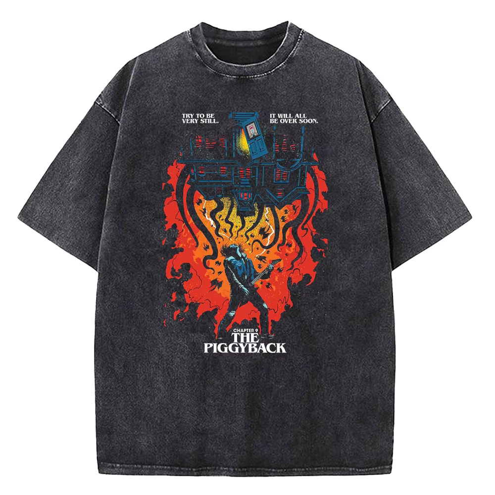 Qualité coton acide T-shirt série TV américaine étranger Vintage lavé film