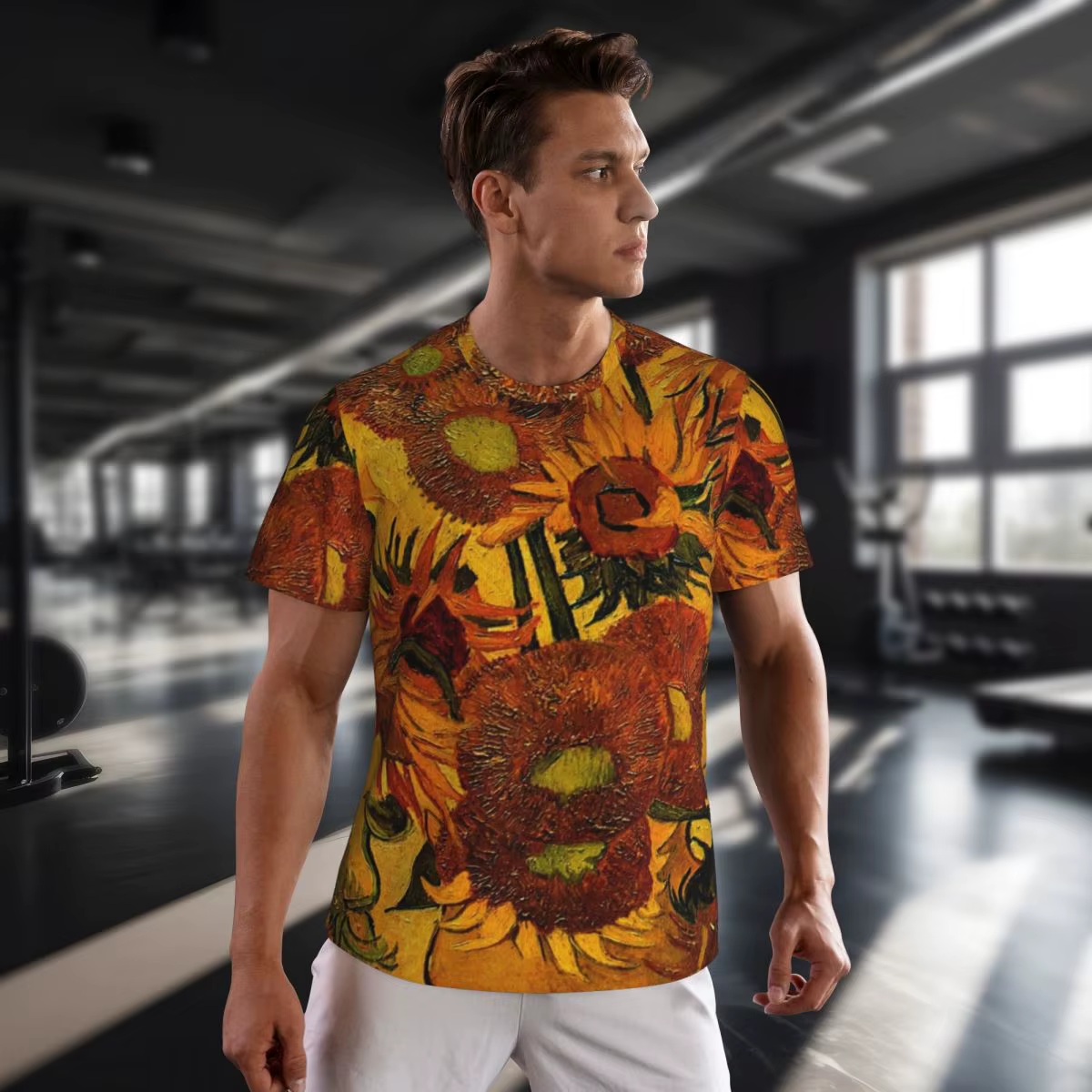 Van Gogh t-shirt Vase avec tournesols Harajuku t-shirts de sport à manches courtes dessus respirants été génial haut