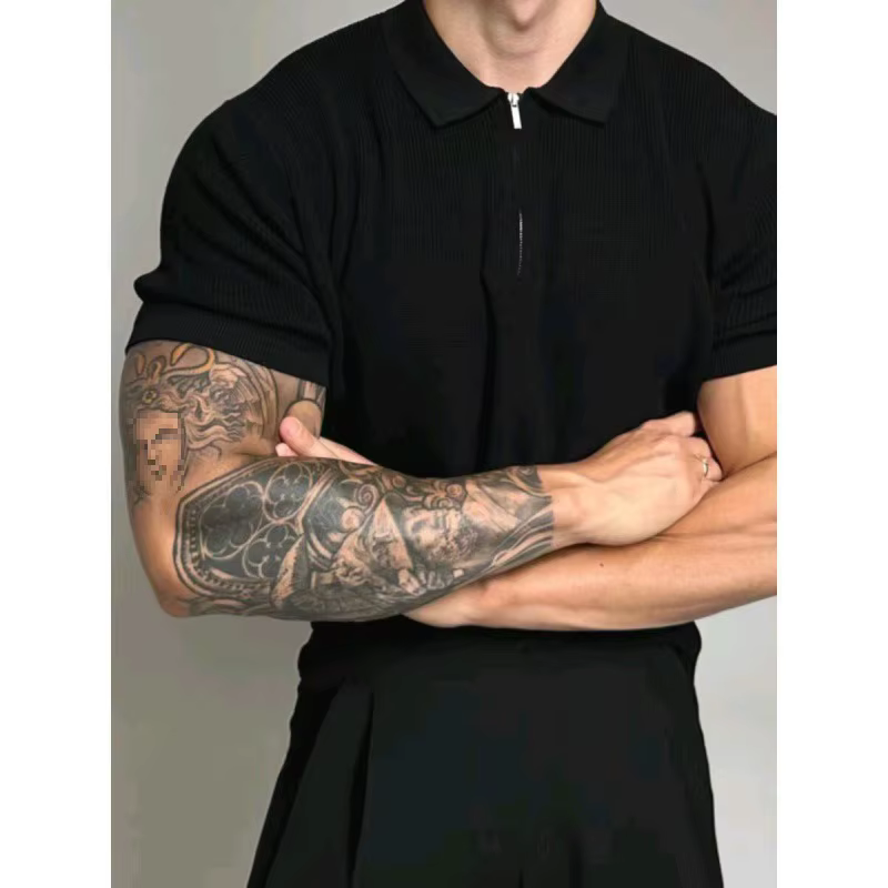 Polo tricoté décontracté à manches courtes pour homme