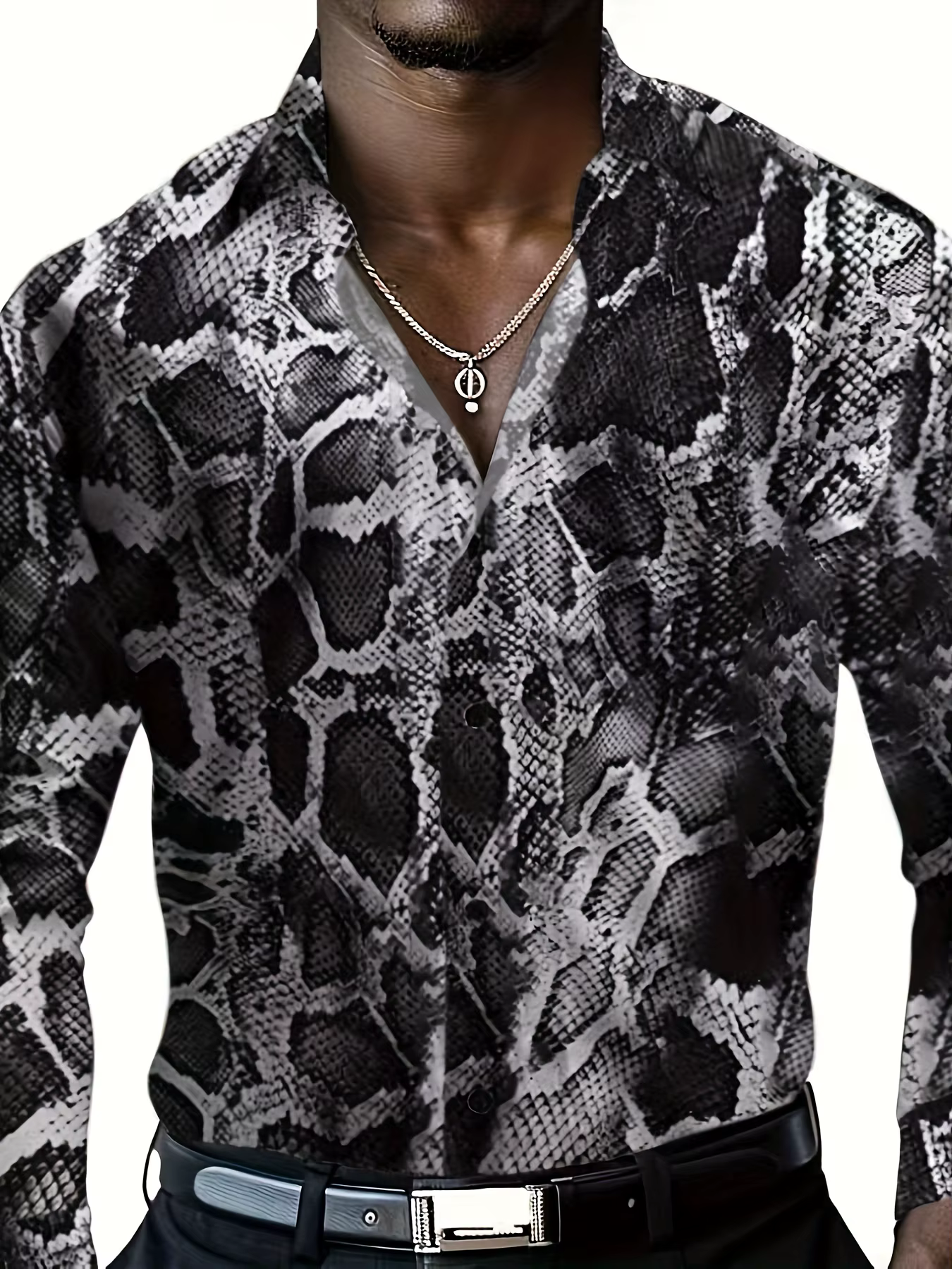 Chemise à manches longues imprimé léopard pour hommes