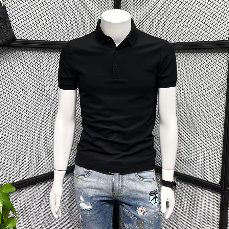 Polo Slim Fit pour hommes avec col imprimé brodé