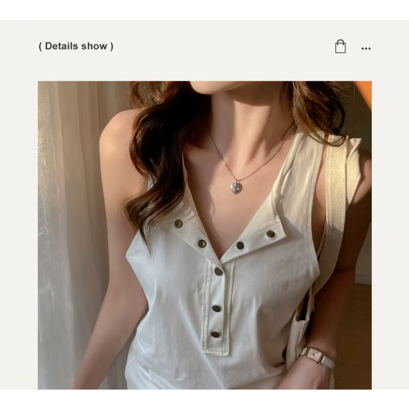 Débardeur en coton à col Henley pour femme