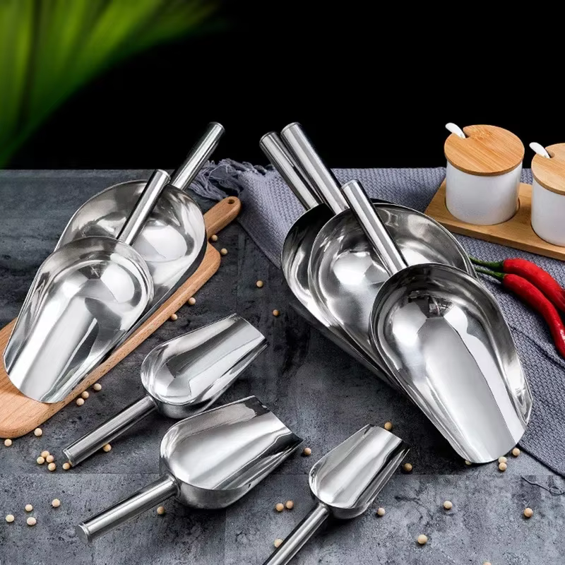 Cuillère à glaçons en acier inoxydable, Bar Buffet fête cuisine épices bonbons farine noix cuillère produits secs pelle accessoires de cuisine