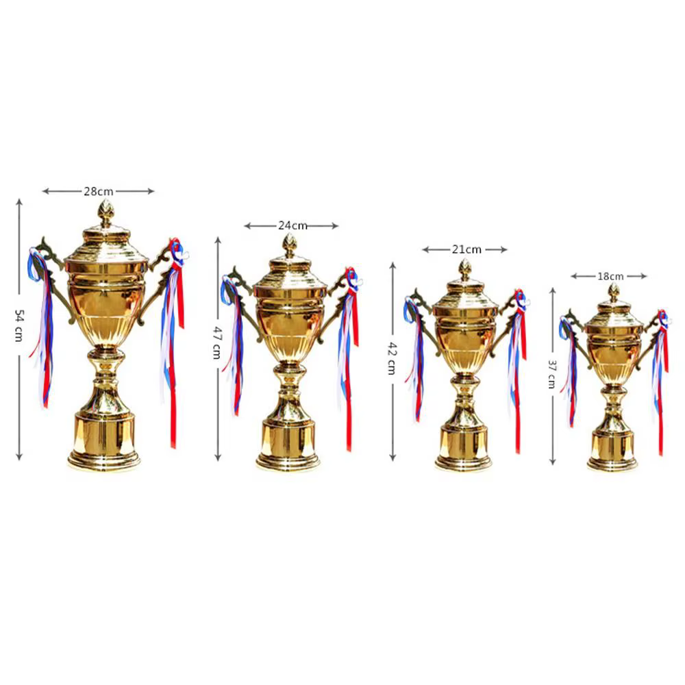 Trophée en métal de 37/42/47/52 cm, couleur or, modèle en métal, trophée de champion, grande taille, design personnalisable, trophée de compétition