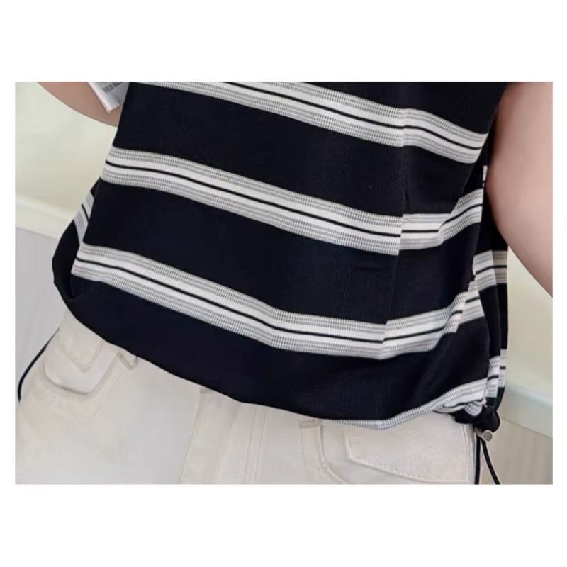 Polo rayé pour femme à manches chauve-souris