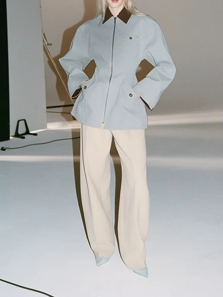 Veste à panneaux en cuir