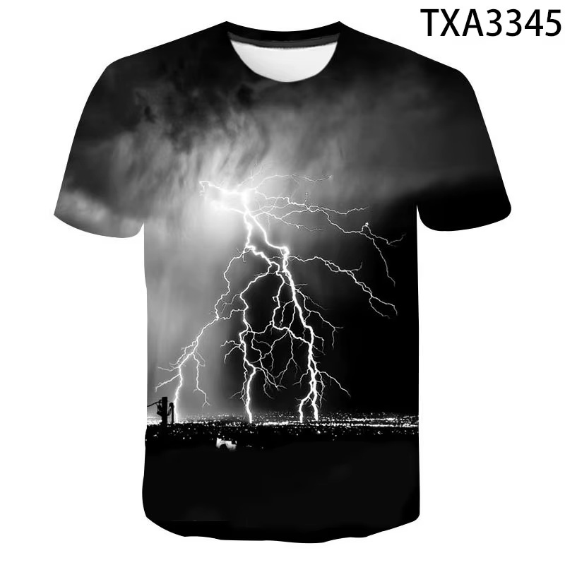 Mode été Thunderbolt T-shirt hommes femmes enfants foudre Flash impression 3D