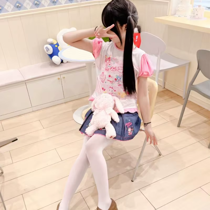 T-shirts courts imprimés de dessins animés pour filles japonaises
