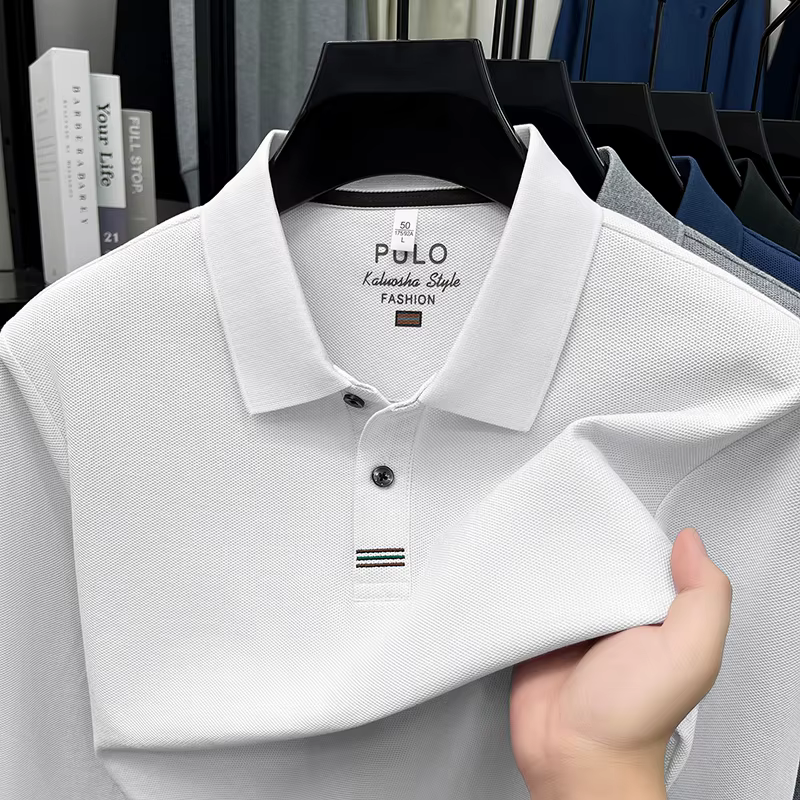 Polo à manches longues 100 % coton pour homme