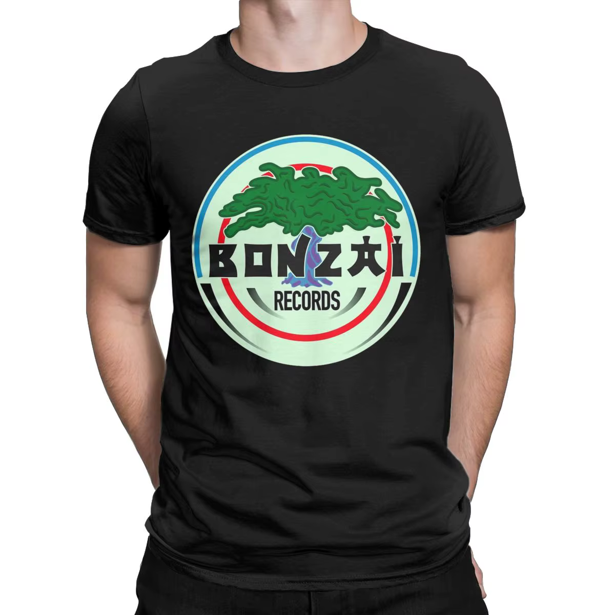 Bonzai Records t-shirt pour hommes pur coton Cool T-Shirts col rond
