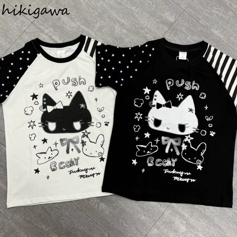 Hauts surdimensionnés T-shirts japonais 2025 femmes vêtements été Camisetas décontracté mode Y2k