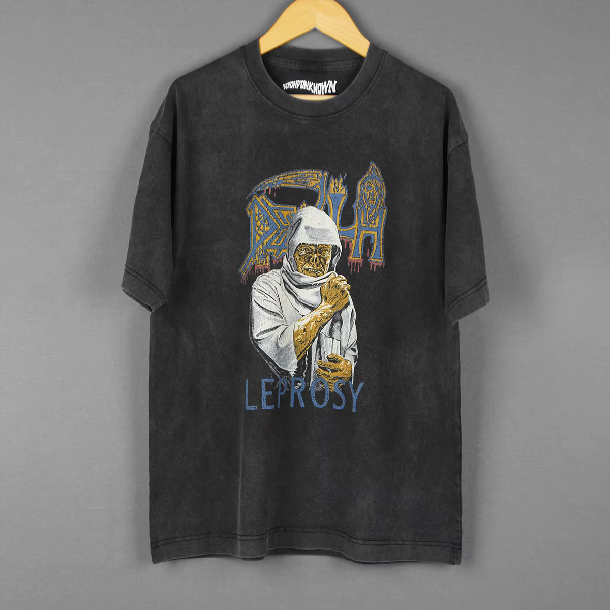 Death Leprosy T-Shirt Mantas Chuck Schuldiner métal morbide ange nécrologie rétro lavé coton vêtements pour hommes chemise à manches courtes