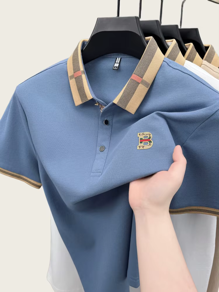 Polo à manches courtes avec logo de marque de luxe pour hommes