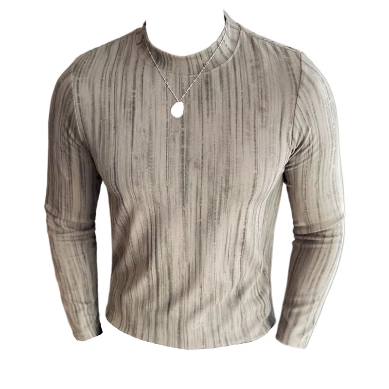 T-shirt à manches longues en coton rayé pour homme