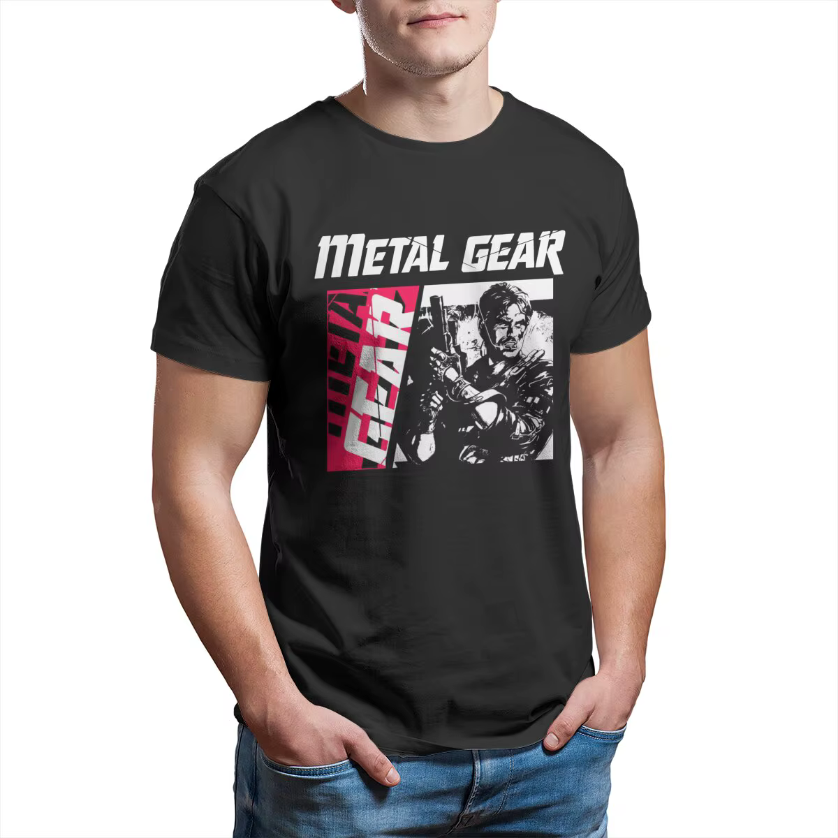 T-shirt en coton imprimé Metal Gear pour homme