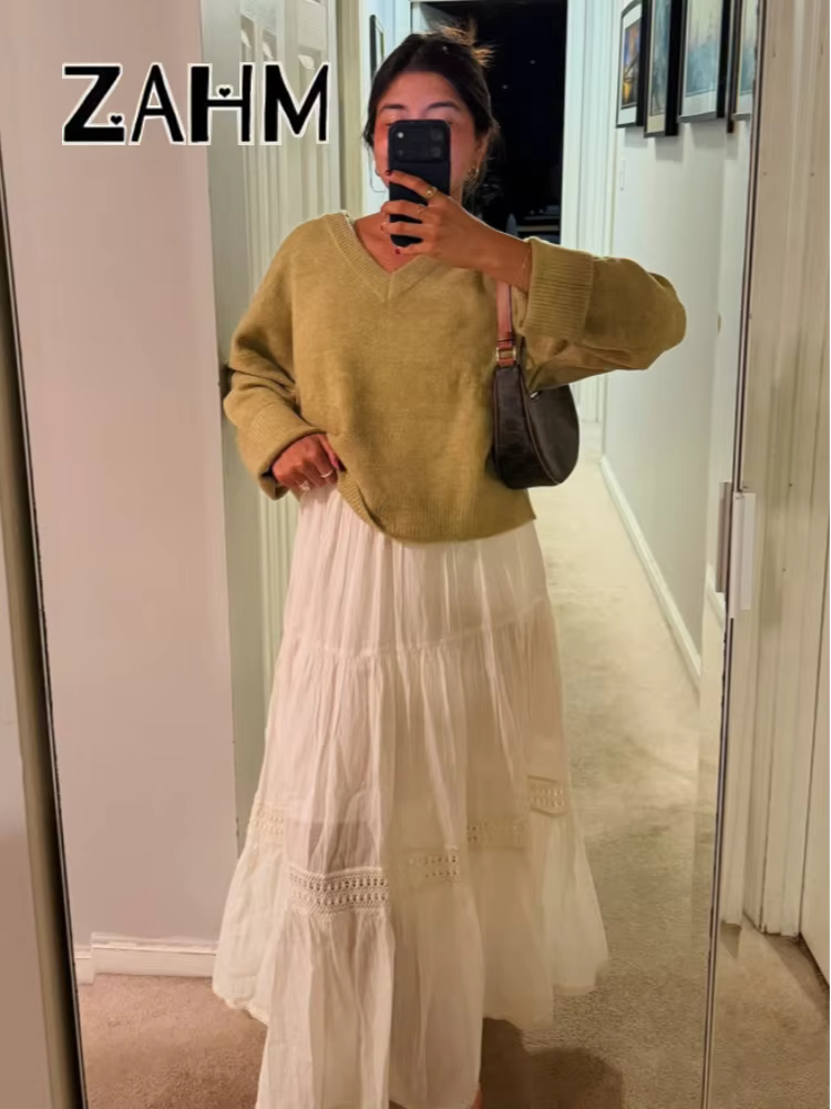 Pull tricoté élégant à col en v pour femme