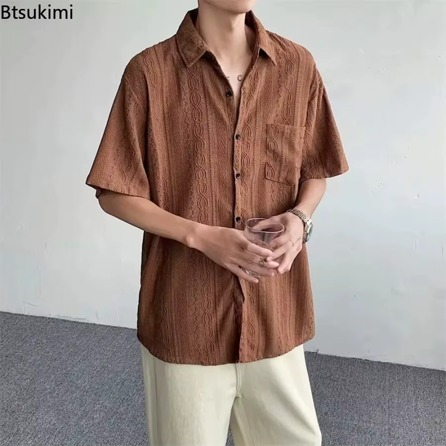 Chemises amples ajourées vintage japonaises pour hommes
