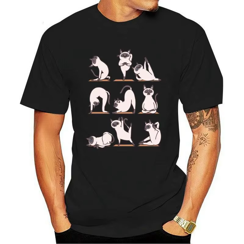 T-shirt imprimé chat siamois pour femmes et hommes