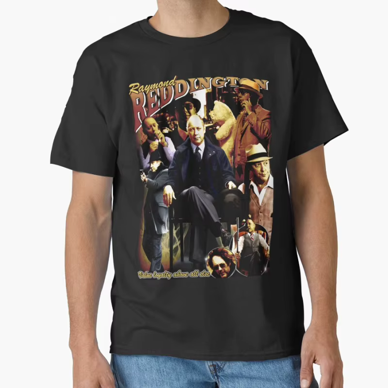 Raymond reddington bootleg vintage la liste noire rétro série tv 100% coton imprimé t-shirt pour hommes grande taille hauts S-6xl
