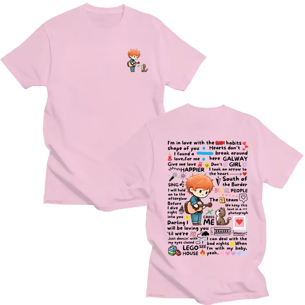 Ed Sheeran Graffiti motif t-shirt nouveau à la mode décontracté femmes hommes vêtements Y2k T-shirts