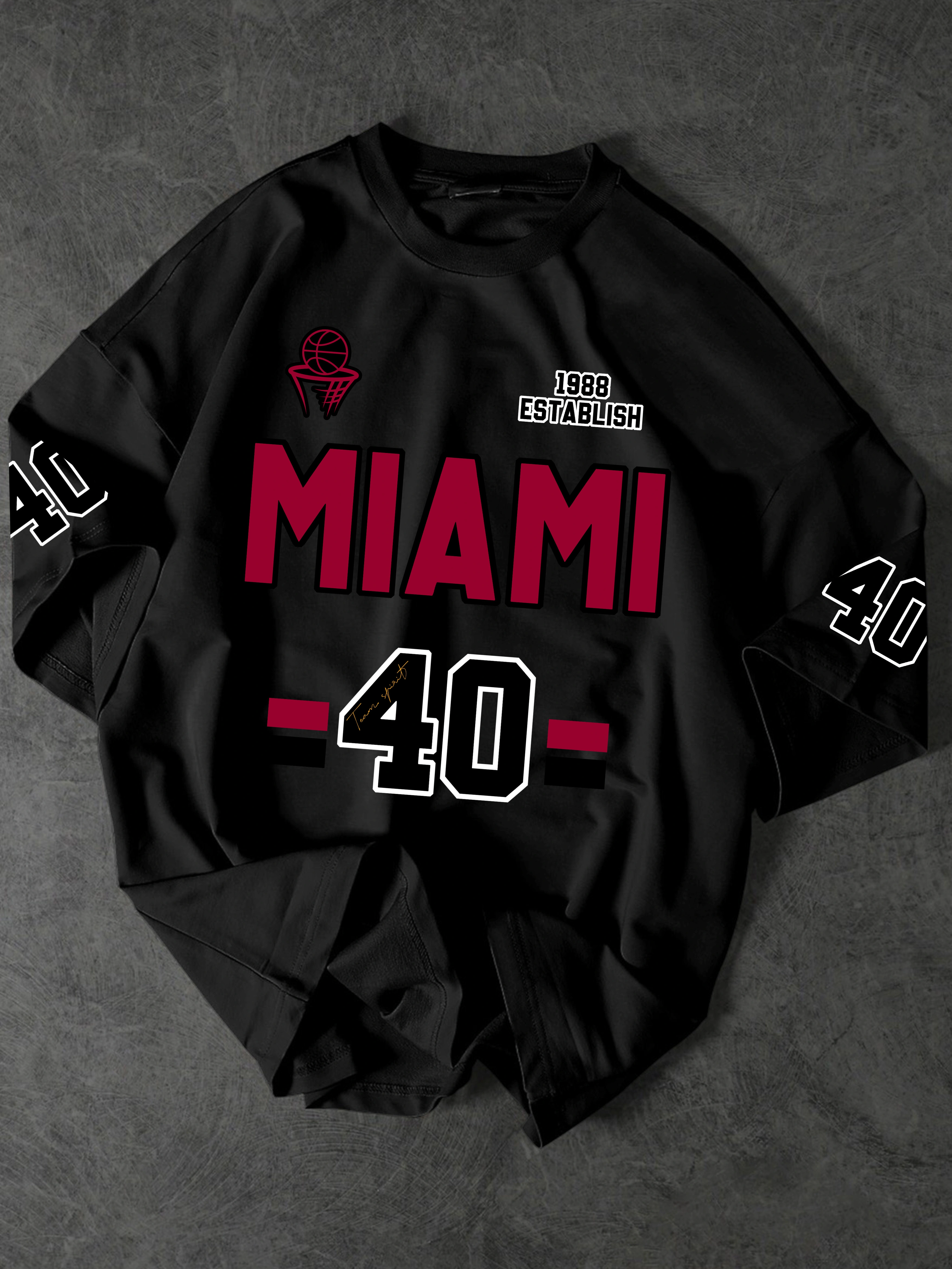 T-shirt graphique vintage en jersey de sport « Miami 1988 »