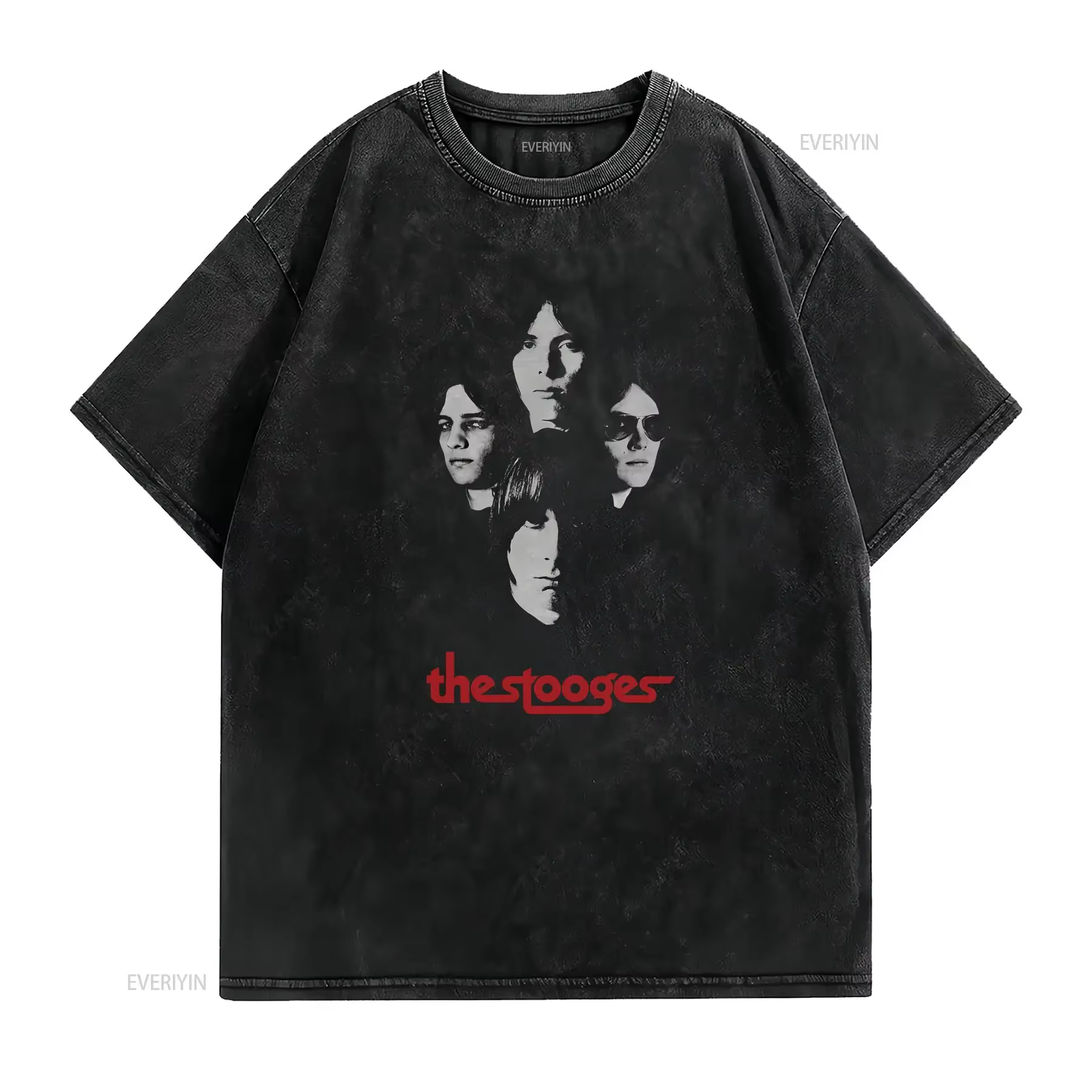 Iggy The Stooges t-shirt groupe Shot vintage lavé polyvalent confortable légèrement doux unisexe homme haut pour un usage quotidien