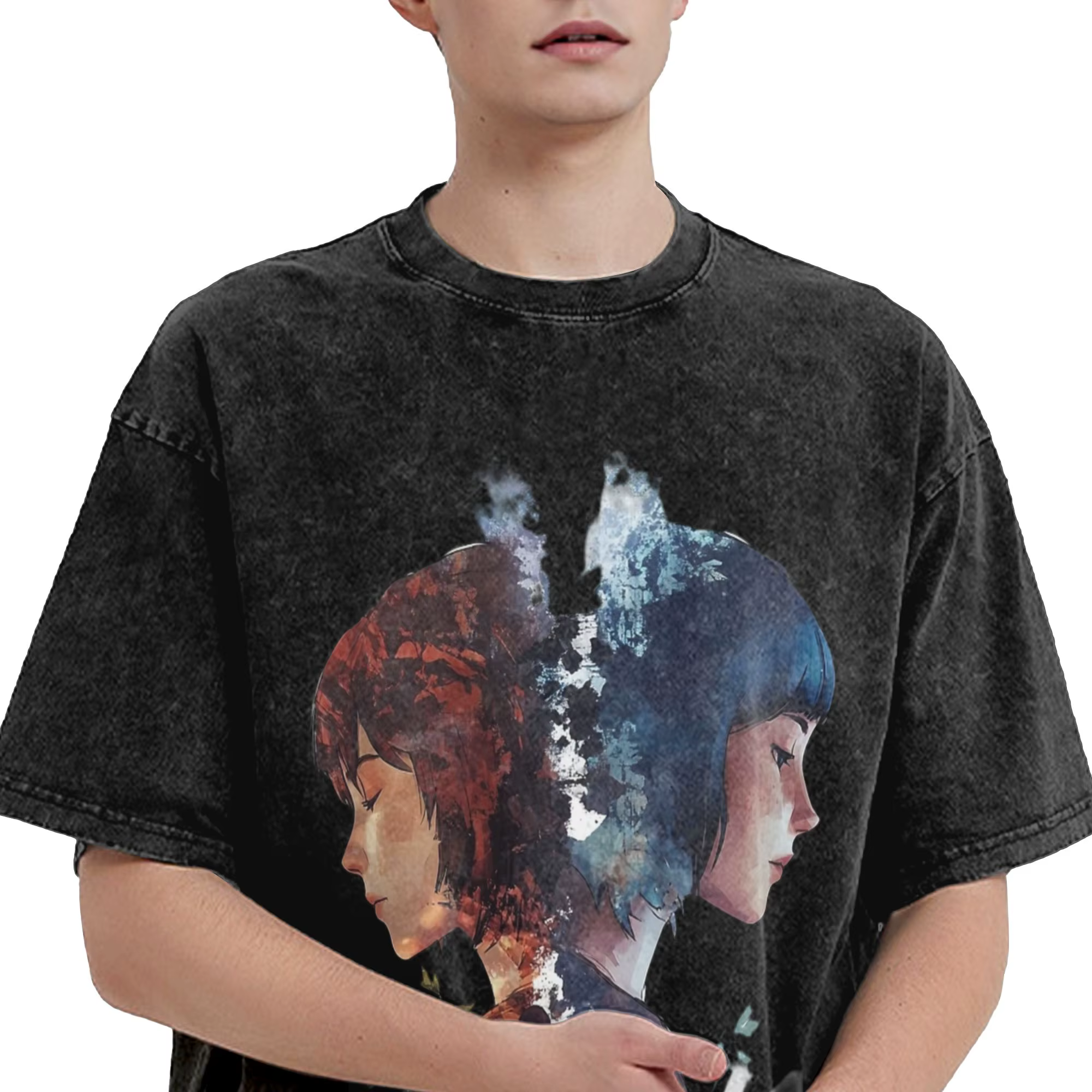 T-shirts Max Chloe Life Is Strange Hip Hop délavés à manches courtes oversize pour hommes et femmes