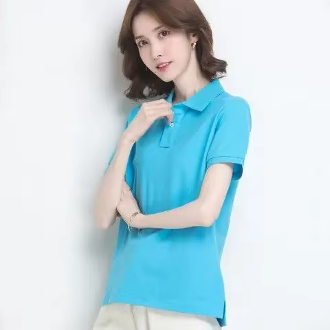 Chemise col polo pour femme uni bouton blanc 100 ℅ Coton