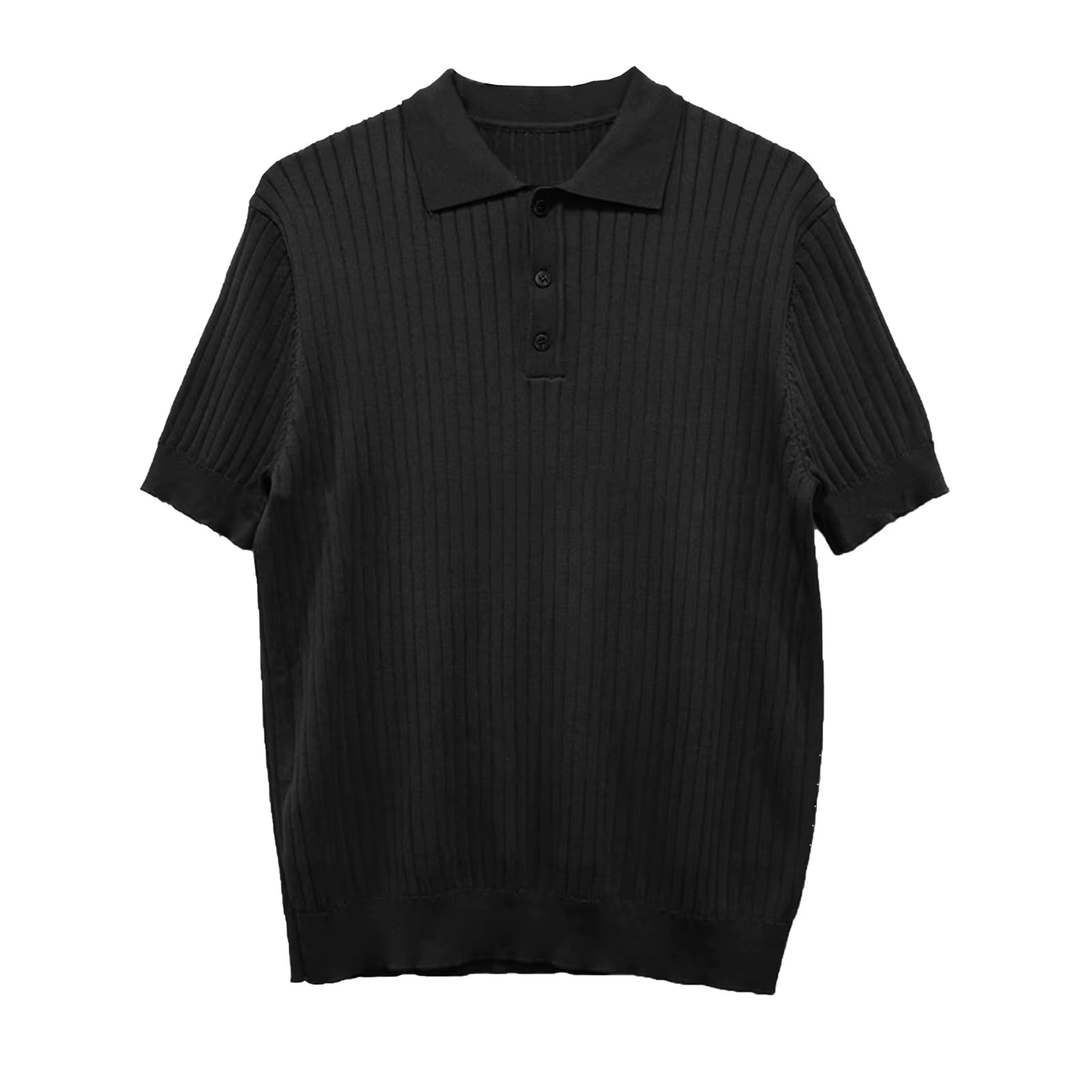 Nouveaux hommes Style coréen Polo de luxe loisirs tricoté T-shirt décontracté rayé couleur unie à manches courtes respirant rétro tricots