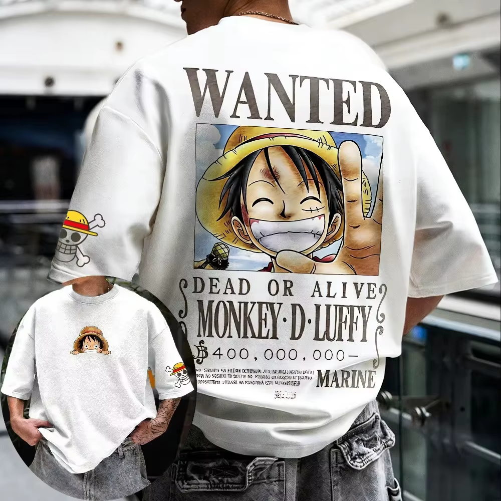 T-shirt imprimé ONE PIECE Monkey D. Luffy pour hommes et femmes