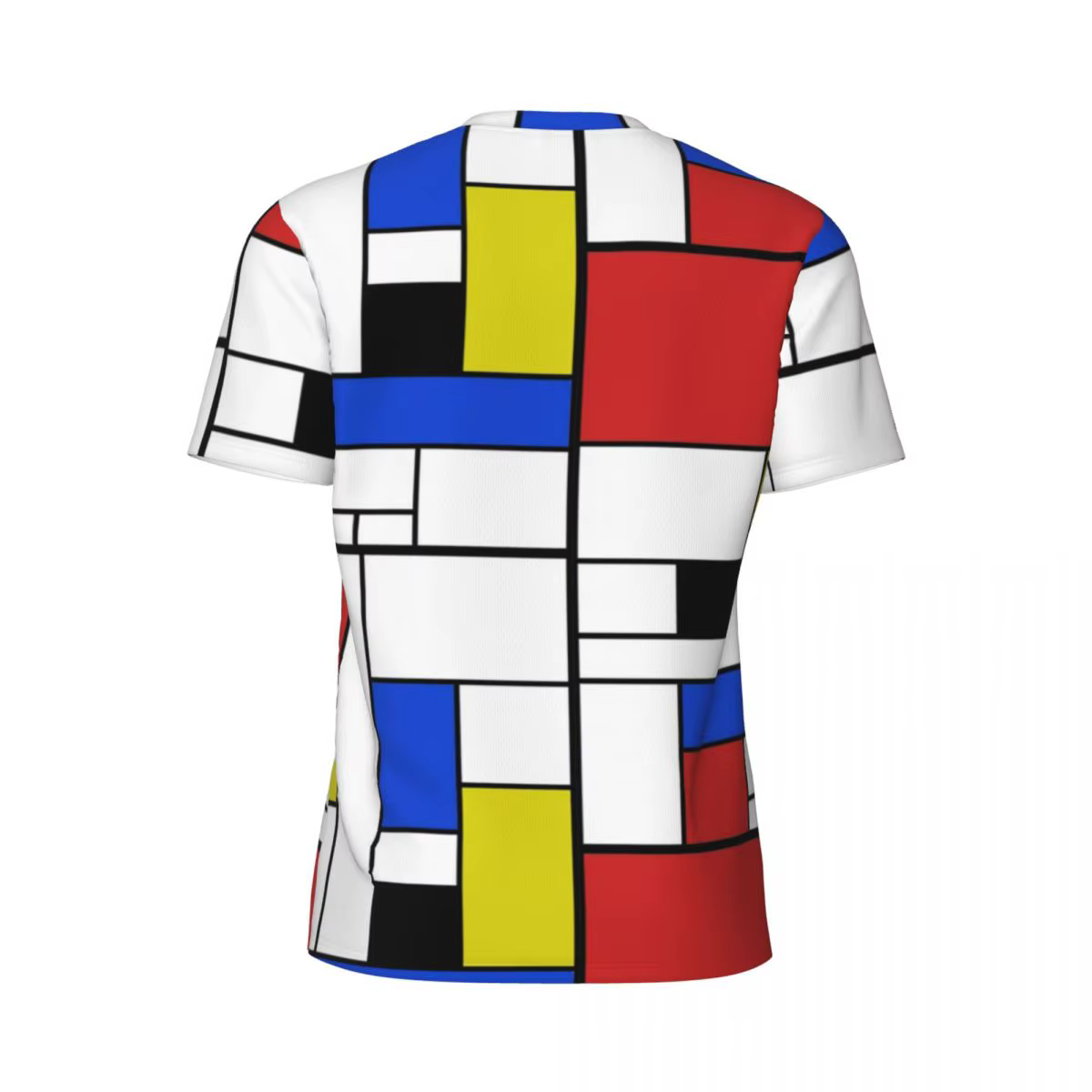 Mondrian Line t-shirt hommes coloré Plaid Style de rue course T-Shirts respirant été mode
