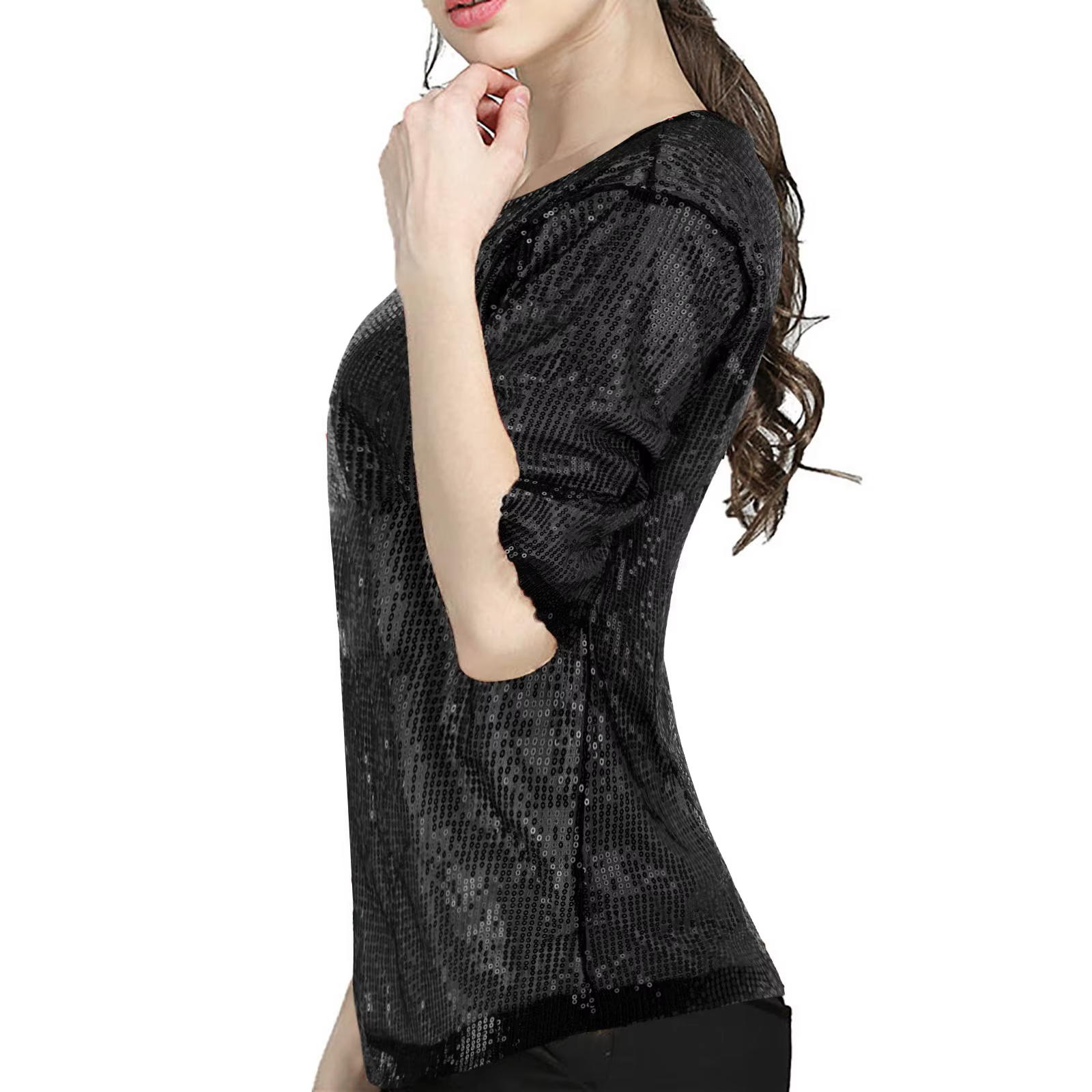 T-shirt pour femmes avec paillettes brillantes