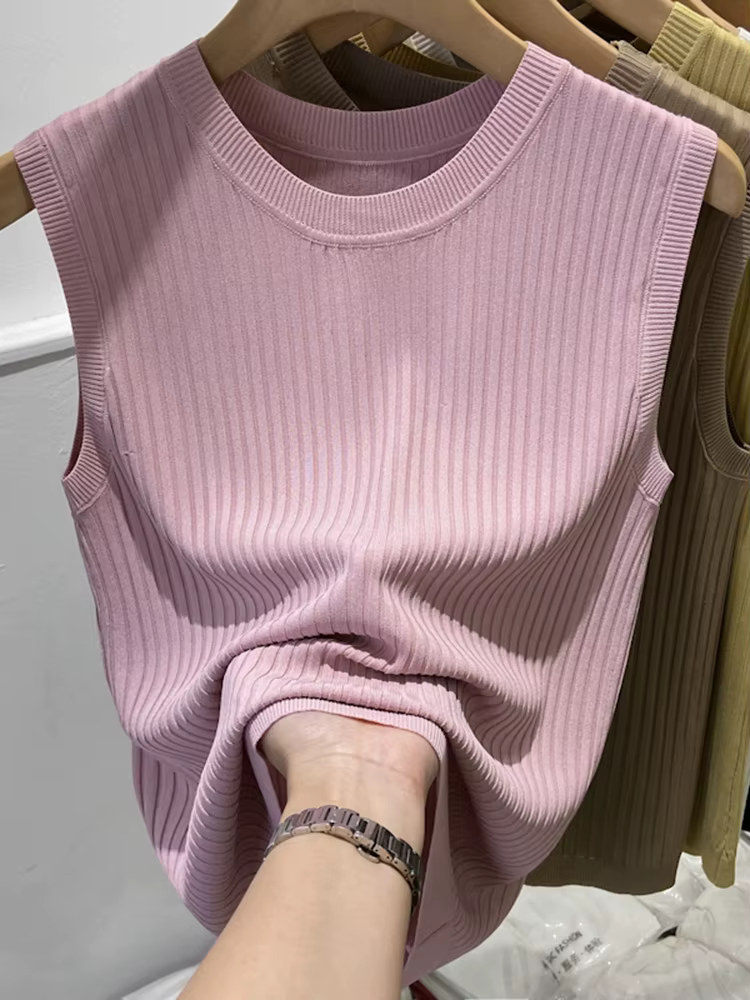 Débardeurs en tricot coréens pour femmes