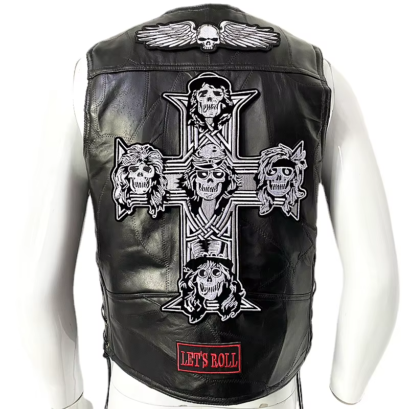 Gilet de motard en cuir pour homme