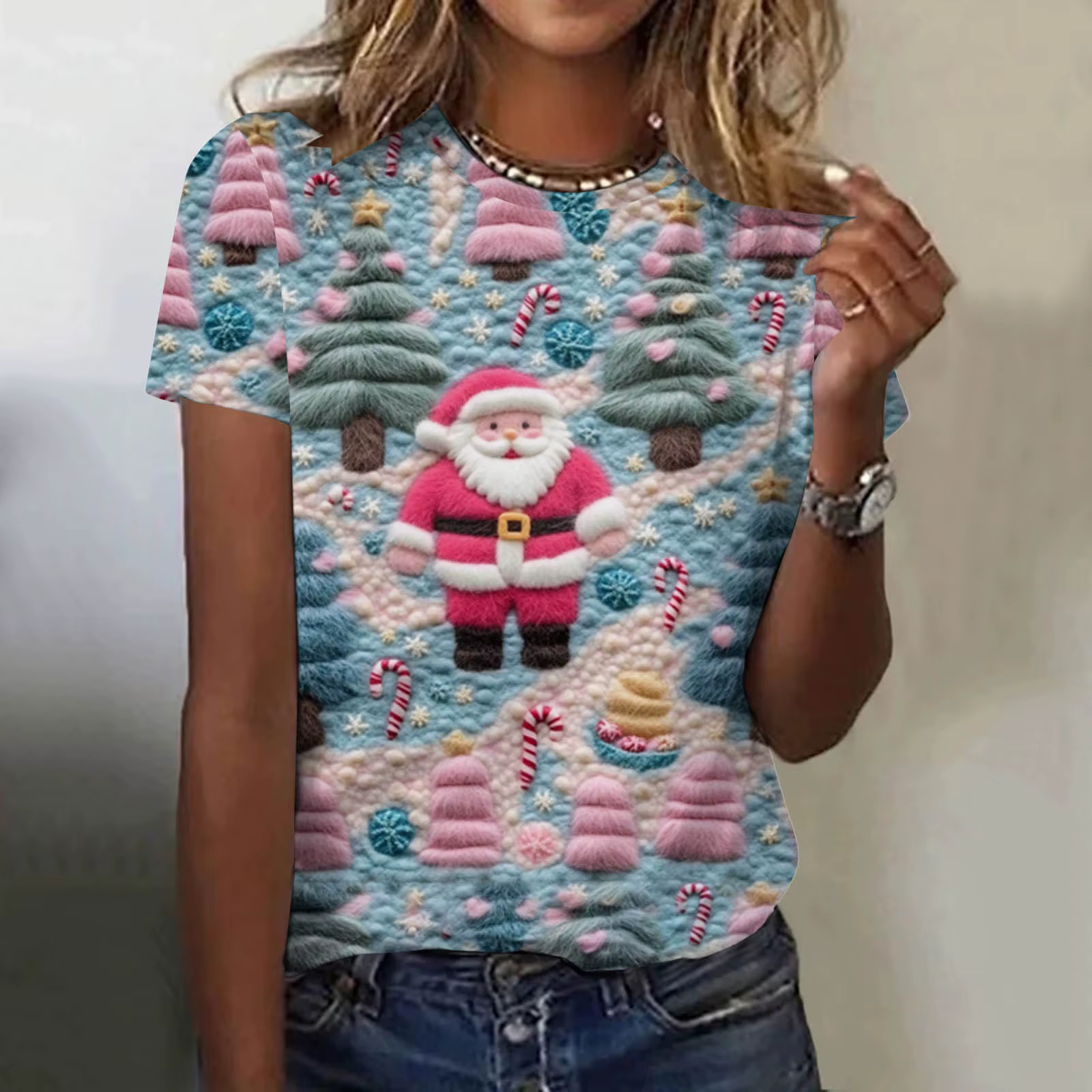 Économie à manches courtes de Noël pour femmes