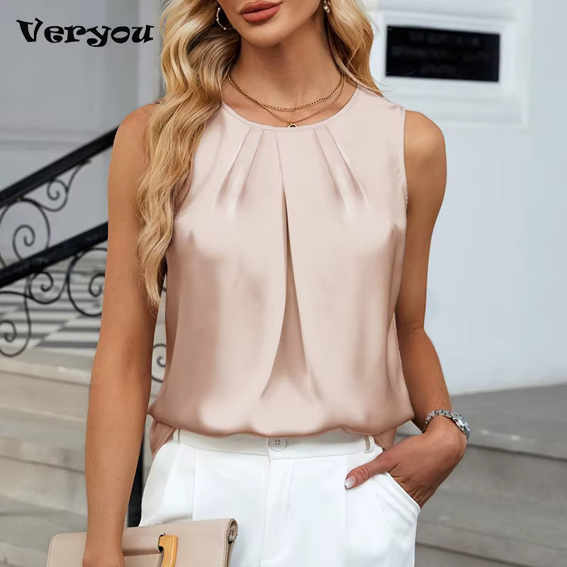 Été sans manches T-Shirt femmes débardeurs col rond