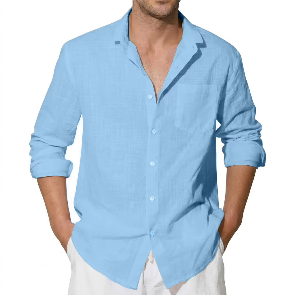 Chemises en coton à manches longues pour hommes