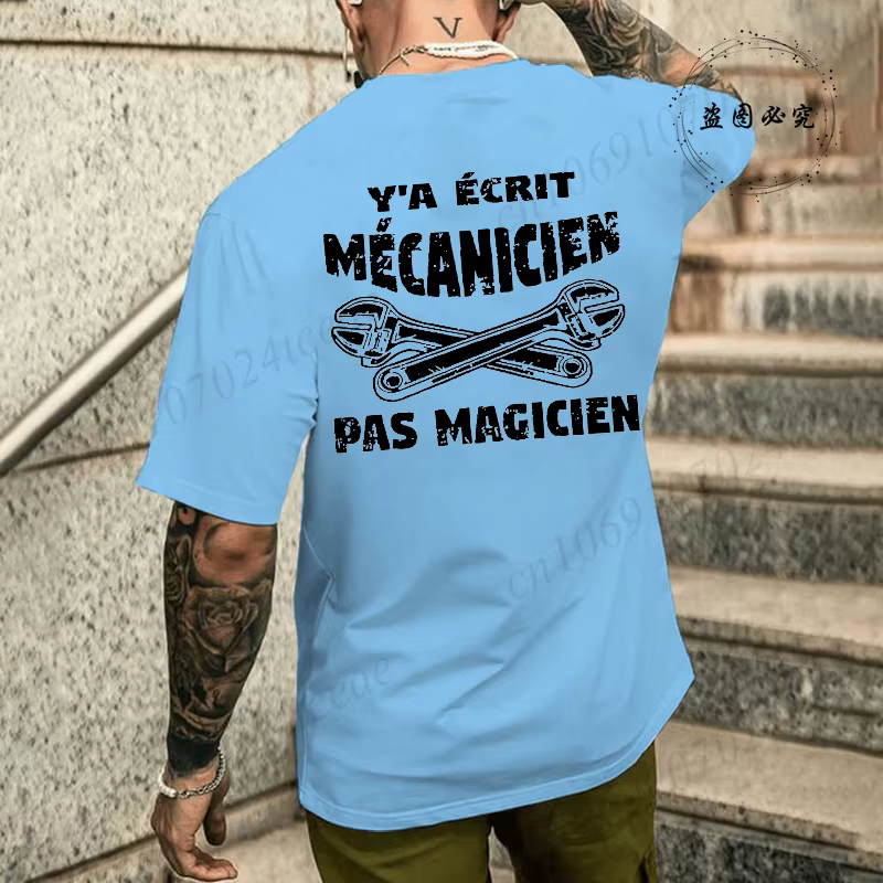 T-shirt d'été pour homme avec impression amusante de mécanicien